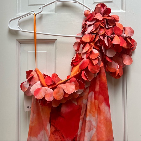 Rene Ruiz Collection One Shoulder Fit and Flare Scuba 3D Appliqué Gown - Picture 7 of 16